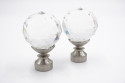 19mm Curtain Pole Finials - Crystal Design - Steel - Pack of 2 - Picture 1