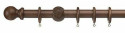 Universal 35mm Wooden Curtain Pole - Ball Finial - Walnut - Picture 1