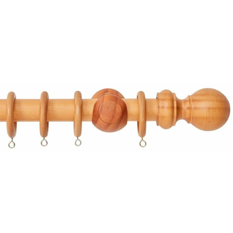 Harrison Drape 28mm Wooden Curtain Pole - Ball Finial - Natural