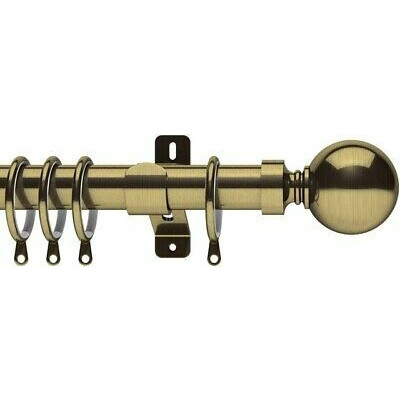 Swish Elements 19mm Curtain Pole - Belgravia Ball Finial - Antique Brass