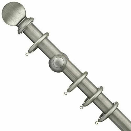 Swish Romantica 35mm Wooden Curtain Pole - Ball Finial - Antique Silver