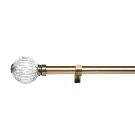 25/28mm Extendable Curtain Pole - Ribbed Glass Ball - Antique Brass