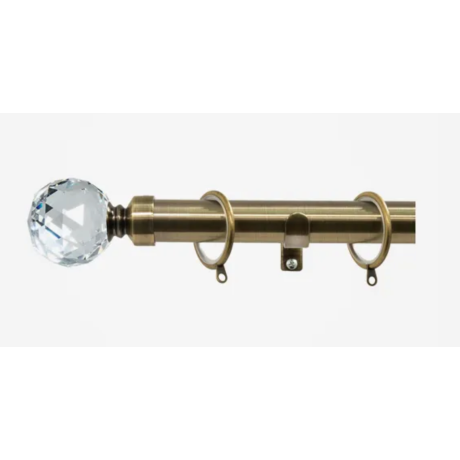 Harrison Drape Crystal 28mm Curtain Pole - Antique Brass