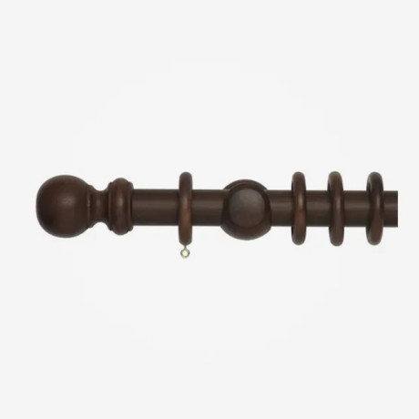 Harrison Drape 28mm Wooden Curtain Pole - Ball Finial - Walnut