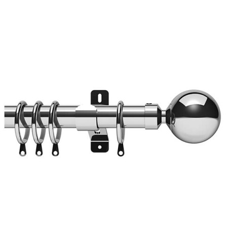 Swish Elements 19mm Curtain Pole - Zorb Finial - Chrome