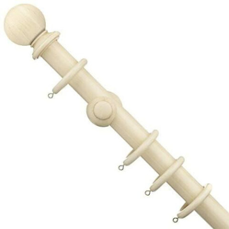 Swish Romantica 35mm Wooden Curtain Pole - Ball Finial - Antique White