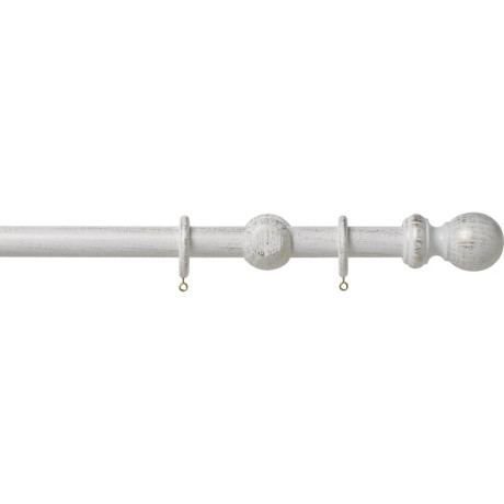 Harrison Drape 28mm Wooden Curtain Pole - Ball Finial - Antique White