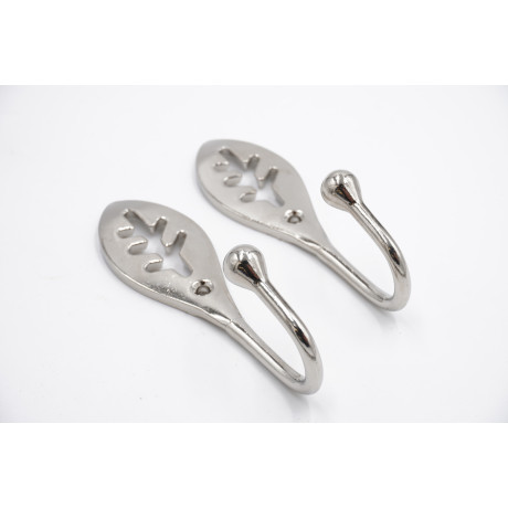 Harrison Drape Curtain Tieback Hooks - Savannah Design - Satin Nickel