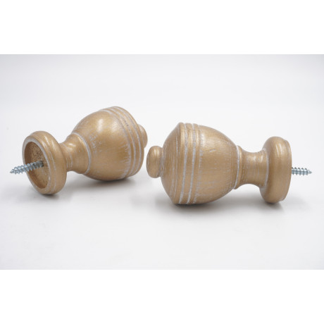 Integra Woodworks 28mm Curtain Pole Finials - Urn Design - Cream Gold - Pack of 2