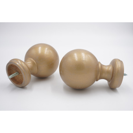 Integra Woodworks 35mm Curtain Pole Finials - Ball Design - Cream Gold - Pack of 2