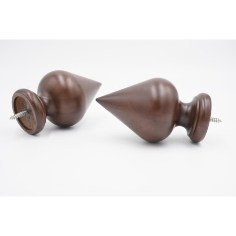 Integra Woodworks 35mm Curtain Pole Finials - Teardrop Design - Dark Oak - Pack of 2