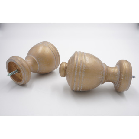 Integra Woodworks 35mm Curtain Pole Finials - Urn Design - Cream Gold - Pack of 2