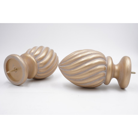 Integra Woodworks 50mm Curtain Pole Finials - Acorn Design - Cream Gold - Pack of 2