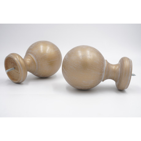 Integra Woodworks 50mm Curtain Pole Finials - Ball Design - Cream Gold - Pack of 2