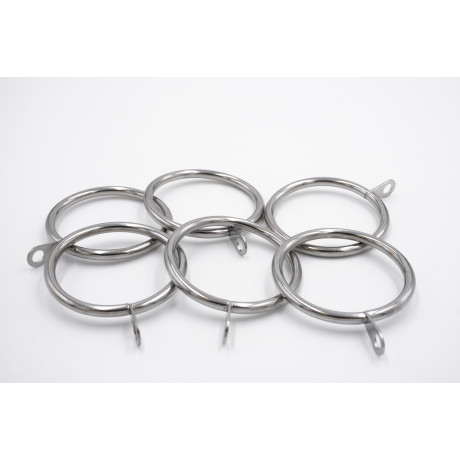 Linens 28mm Curtain Pole Rings - Chrome - Pack of 6