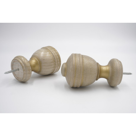 Harrison Drape 35mm Curtain Pole Finials - Urn Design - Cream Gold - Pack of 2