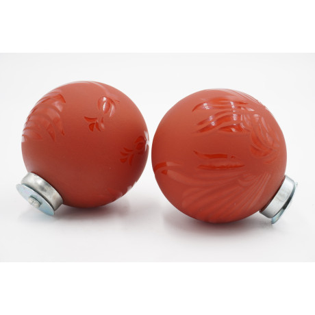 28mm Curtain Pole Finials - Glass Ball Design - Red - Pack of 2