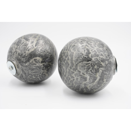 35mm Curtain Pole Finials - Marble Design - Silver - Pack of 2