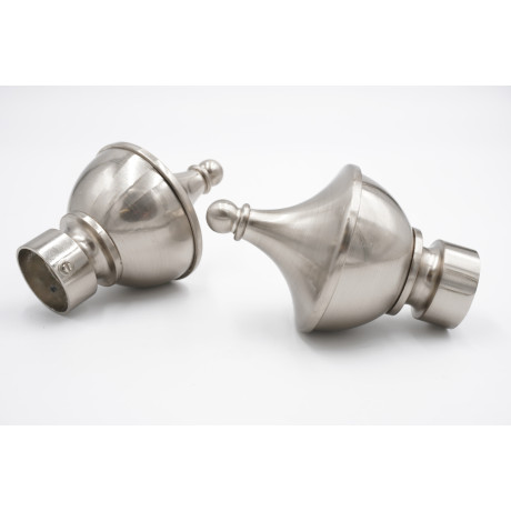 28mm Curtain Pole Finials - Urn Design - Satin Steel - Pack of 2