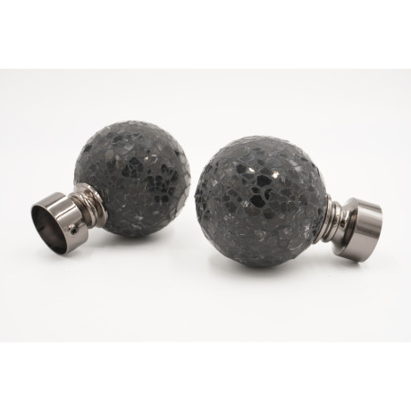 28mm Curtain Pole Finials - Ball Design - Black Nickel - Pack of 2