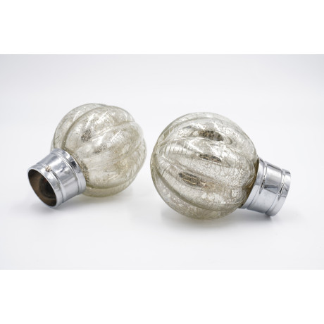 28mm Curtain Pole Finials - Mercury Glass Design - Chrome - Pack of 2