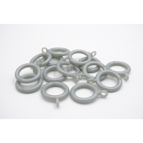 Sunflex 19mm Cafe Curtain Rod Rings - Plastic Silver - Pack of 14