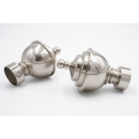 Swish 28mm Curtain Pole Finials - Minster Design - Satin Steel - Pack of 2