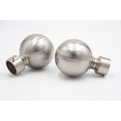 19mm Curtain Pole Finials - Camden Design - Satin Steel - Pack of 2