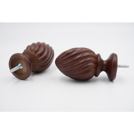 Integra Woodworks 28mm Curtain Pole Finials - Acorn Design - Dark Oak - Pack of 2