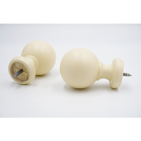 Integra Woodworks 28mm Curtain Pole Finials - Ball Design - Cream - Pack of 2