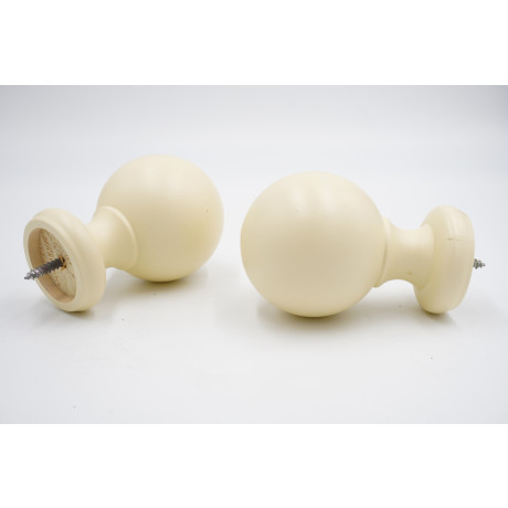 Integra Woodworks 35mm Curtain Pole Finials - Ball Design - Cream - Pack of 2