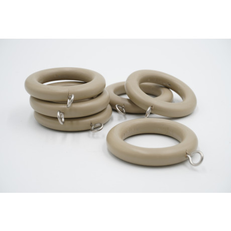 28mm Wooden Curtain Pole Rings - Putty - Pack of 6