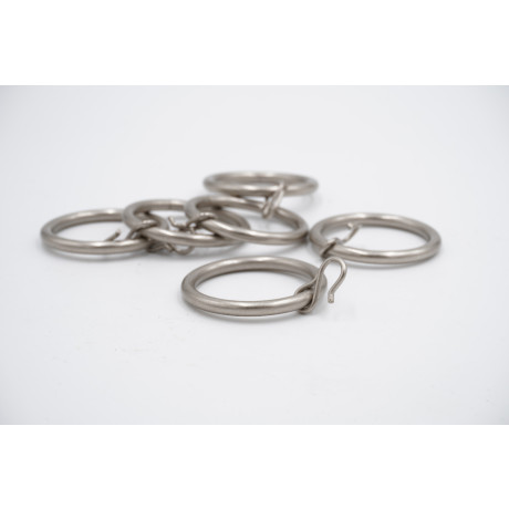 16/19mm Curtain Pole Rings - Satin Nickel - Pack of 6