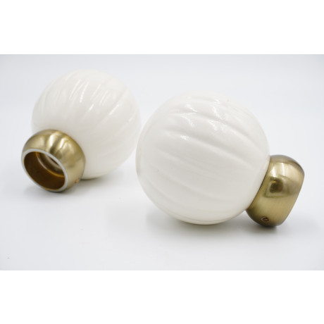 Swish 28mm Curtain Pole Finials - Ridged Ball Design - Cream - Pack of 2