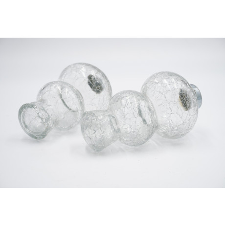 28mm Curtain Pole Finials - Glass Ball Design - Clear Crackle - Pack of 2