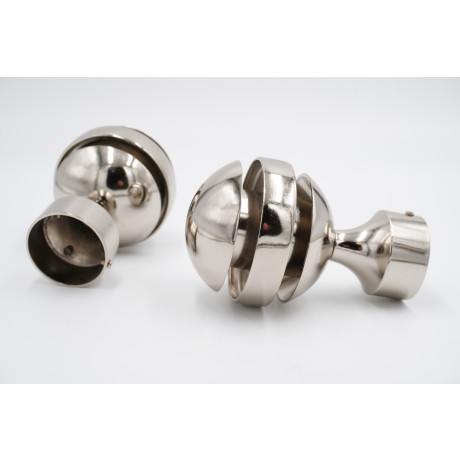 35mm Curtain Pole Finials - Sliced Ball Design - Chrome - Pack of 2