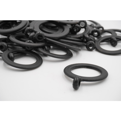 Lotus 14/16mm Curtain Pole Rings - Plastic Black - Pack of 40