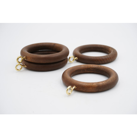 Lotus 28mm Wooden Curtain Pole Rings - Walnut - Pack of 4