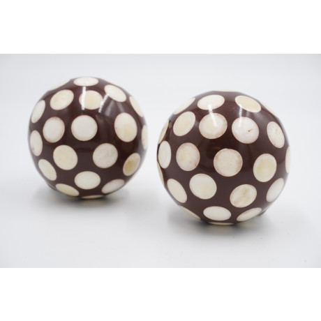 Integra Options 28mm Curtain Pole Finials - Polkadot Design - Brown/Cream - Pack of 2