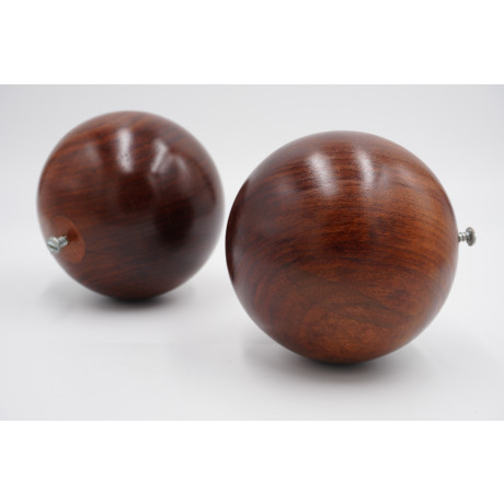 Integra Options 50mm Curtain Pole Finials - Wooden Ball Design - Dark Mango - Pack of 2