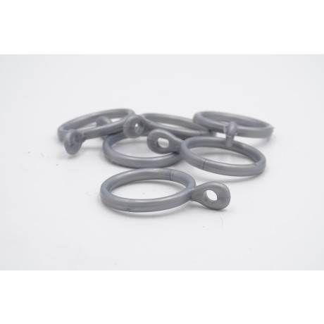 19mm Plastic Curtain Pole Rings - Silver - Pack of 6