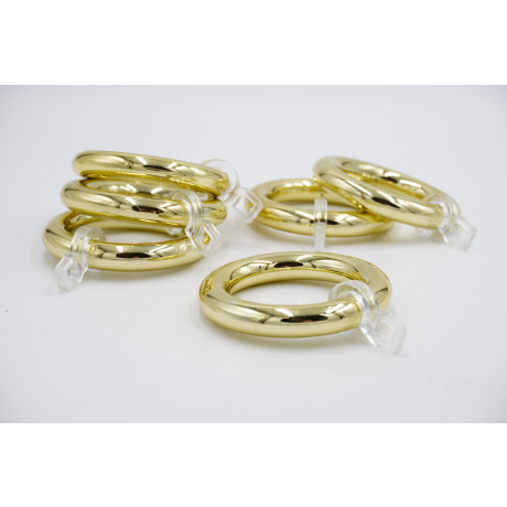 28mm Plastic Curtain Pole Rings - Brass Effect - Pack of 6