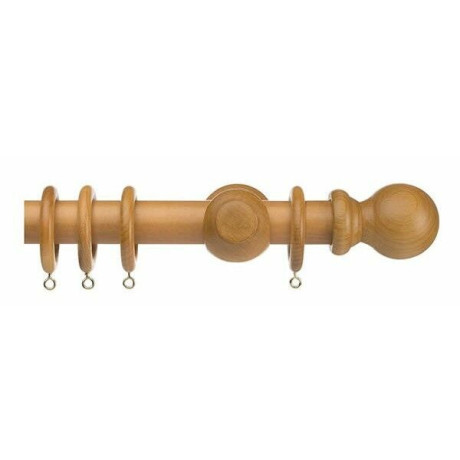 Universal 28mm Wooden Curtain Pole - Ball Finial - Antique Pine