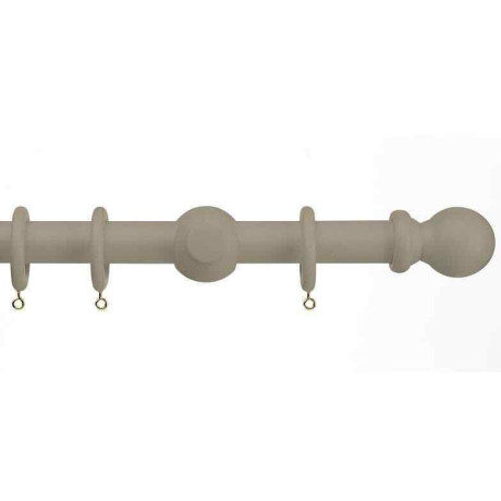 Universal 28mm Wooden Curtain Pole - Ball Finial - Taupe