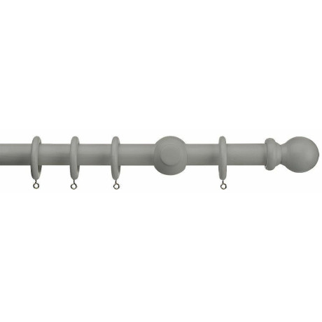 Universal 35mm Wooden Curtain Pole - Ball Finial - Dark Grey