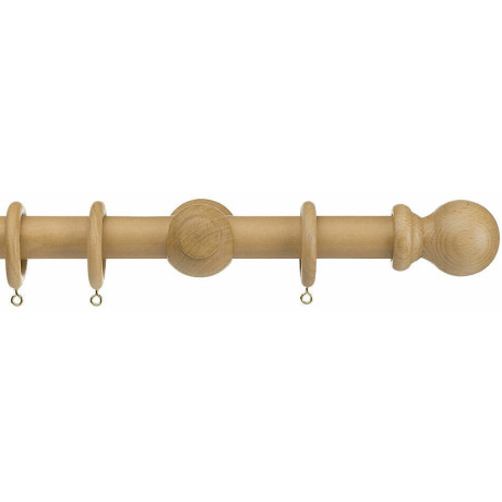 Universal 35mm Wooden Curtain Pole - Ball Finial - Natural