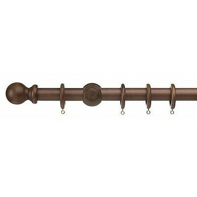 Universal 35mm Wooden Curtain Pole - Ball Finial - Walnut